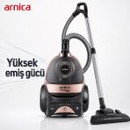 Arnica Tesla Premium Rose Torbasız Elektrikli Süpürge 750 W Hepa 13 Filtreli Yüksek Emiş Güçlü Sessiz Çalışan Toz Hazneli Model