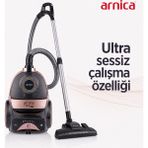 Arnica Tesla Premium Rose Toz Torbasız Süpürge 750 W Hepa 13 Filtre Teknolojili Yüksek Performanslı Sessiz Temizlik Deneyimi