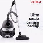 Arnica Tesla Premium Toz Torbasız Süpürge Gümüş Hepa 13 Filtreli 750 W Güçlü Emiş Performansı Sessiz Çalışma Özellikli Model