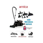 Arnica Turbo Başlık + Ekstra Mini Turbo Fırça Bora 2400W Yüksek Çekim Gücü Su Filtreli Özel Su Hazneli Sistemi Ile Tozu Suya Hapseder Hepa 13