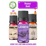 Aroma Terapi Lab Huzur Seti 3 Adet - Saf Esansiyel Yağ - Oda Ve Ortam Kokusu - Aromatik Uçucu Yağ