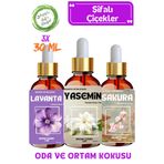 Aroma Terapi Lab Şifalı Çiçekler Seti 3 Adet x 30 ML - Esansiyel Uçucu Yağ - Oda ve Ortam Koku Seti