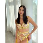 ARONA arona281limon G-281 Sari Limon Çiçekli Jartiyer Takım