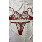 ARONA KRMÇ26ÇK30 Iris Kırmızı Balenli Kapsız Tül Sütyen Takımı ( Sütyen&tanga)