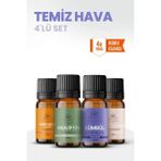 Aroviva Temiz Hava 4’lü Oda Kokusu Seti – Buhurdanlık Yağı, Difüzör Esansı ve Esansiyel Uçucu Yağ (10ML x 4) - Çok Renkli - Yoğun Esans