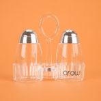 Arow 7 cm Şeffaf Gri Metal Başlıklı Akrilik Tuzluk Seti