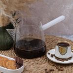 Arow Borosilikat Cam Cezve - 800 ml Beyaz