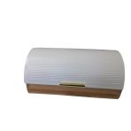 Arow Dune Tr-3087 Bambu Çizgili Metal Kapaklı Ekmeklik - Beyaz