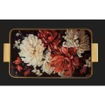 Arow Tepsi Metal Cam Desenli Siyah Kırmızı 24X40 cm Gold TR-1204
