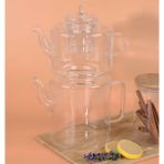 Arow Very Borosilikat Cam Çaydanlık Seti M-06 ''1100 Ml-1800 Ml'' Şeffaf