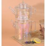 Arow Very Borosilikat Cam Çaydanlık Seti M-08 ''1100 Ml-1800 Ml'' Şeffaf/Renkli