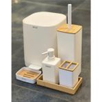 Arow Williams Bambu Kapaklı 5 Parça Banyo Seti - Krem (8681922075721)