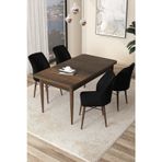 Arp Serisi 70x110 Sabit Mutfak Masası Takımı Barok Desen Masa 4 Siyah Sandalye
