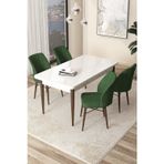 Arp Serisi 70x110 Sabit Mutfak Masası Takımı Beyaz Ceviz Masa 4 Haki Yeşil Sandalye