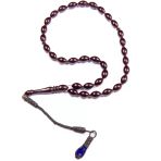Arpa Kesim 11x7 mm Ateş Kehribarı 34 Cm Alpaka Püsküllü Tesbih