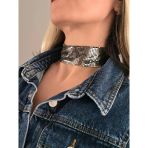 Arpa Pul Payet Zırh Metal Geniş Model Antrasit Choker Kolye
