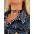 Arpa Pul Payet Zırh Metal Model Antrasit Choker Kolye