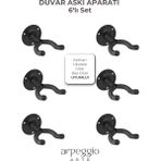 Arpeggio Arte Duvar Tipi 6 Adet Gitar Duvar Askısı – Keman,ukulele ve Bağlama Uyumlu Enstrüman Duvar Askı Aparatı - 6'lı Set
