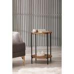 Arpelia Yuvarlak Tablalı İki Katlı Sehpa Q42x60 cm Metal ve Suntalam ile Salon ve Ofis Kullanımına Uygun
