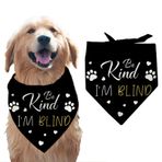 arricraft 1 Adet Pet Köpek Bandana, Beyaz Pamuk Üçgen Evcil Hayvan Bandana "Be Kind I'm Blind" Kelimeler Paws Kalp Yıkanabilir Eşarp Önlükler Büyük Köpekler için Baskılı Şef 78 cm x 38 cm