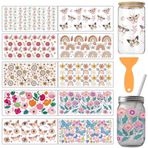arricraft 10 Adet Bohem Çiçek Motifi UV Transfer Kağıdı Kupa Baskı için 10 Stil Kelebekler Çiçekler Desen PVC DIY Isı Transferi Çıkartma 40 ml Cam Kupalar El İşi 9,5 x 4,3 inç