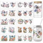 arricraft 10 Adet Renkli Yusufçuk Motifli UV Transfer Kağıdı, Kupa Baskısı için 10 Stil Çiçekler ve Yusufçuk PVC DIY Isı Transferi Çıkartması, 16 OZ Cam Kupalar için El İşi 9,5 x 4,3 inç