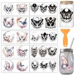 arricraft 10 adet UV transfer kağıdı, kupa baskısı için, ay ve kelebek motifli, 10 stil çiçekler, ay, kelebekler, PVC kendin yap ısı transferi çıkartması, 40 ml cam kupalar için, el işi 9,5 x 4,3 inç
