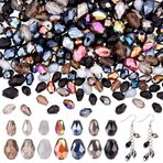 arricraft 296 adet 2 stilde damla şeklinde kristal cam boncuklar, fasetli cam boncuklar, damla şeklinde ve dikey delikli, Black Serisi, rüzgar çanları, bileklikler, kolyeler yapmak için