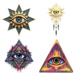 arricraft 4 Styles Devil'S Eye Theme ütüyle yapışan resim, havalı, komik, nazar gözler, ısı transfer çıkartması, yıkanabilir PET yamalar, kendin yap kıyafet, şapka, kot ceket, dekor için, 9,05 inç (23