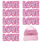 arricraft 8 yaprak sevimli yama, "LOVE" yazılı, pembe el havlusu, nakış, stil, kumaş, payetler, ısı transfer çıkartması, dekoratif aplikasyonlar, kendin yap, kıyafet, ceket, çanta, sırt çantası