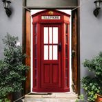 arricraft Vintage Kırmızı İngiliz Telefon Kulübesi Kapı Örtüsü, Fotoğraf Arka Planı için Büyük Arka Plan Kumaş Kapı Afişi Uluslararası Temalı İç Mekan Dış Mekan Dekor Parti Hediyeleri 35,4x72,8 inç