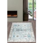 Arrosa Home Dijital Baskı Yıkanabilir Kaymaz Taban Krem Mavi Prizma Model Salon Halısı Ve Kilim Yolluk Halı