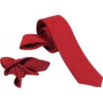 Ars Magic Box 1.kalite Özel Desenli Özgün Renk 5.5 cm Genişliğinde (Kuşgözü) Kravat Mendil Seti - Kırmızı - Siyah - Standart