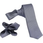 Ars Magic Box 1.kalite Özel Desenli Özgün Renk 5.5 cm Genişliğinde (Kuşgözü) Kravat Mendil Seti - Siyah - Füme - Standart