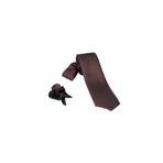 Ars Magic Box (1402) 1.kalite Özel Desenli Özgün Renk 5.5 Cm Genişliğinde Kravat Mendil Seti kahverengi Tek Ebat