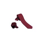 ars magic box Özel Kumaş ve Dokuma Tarzı Kuş Gözülü İtalyan Kesim Kravat ve Mendil Seti, 5.5 cm Eninde, 87 Renk Seçeneği (bordo)
