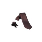 ars magic box Özel Kumaş ve Dokuma Tarzı Kuş Gözülü İtalyan Kesim Kravat ve Mendil Seti, 5.5 cm Eninde, 87 Renk Seçeneği (kahverengi)