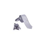 ars magic box Özel Kumaş ve Dokuma Tarzı Kuş Gözülü İtalyan Kesim Kravat ve Mendil Seti, 5.5 cm Eninde, 87 Renk Seçeneği (parlak açık gri)
