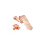 ars magic box Özel Kumaş ve Dokuma Tarzı Kuş Gözülü İtalyan Kesim Kravat ve Mendil Seti, 5.5 cm Eninde, 87 Renk Seçeneği (somon)