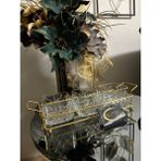 Ars Paşabahçe Timeless Yaldızlı Kare Kase Metal Gold Standlı 3,lü Çerezlik,şekerlik,sunumluk,tabak