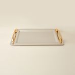 Arsel Tuğba Gold Kulplu Tepsi - Platin - 24X39 cm - Montajsız
