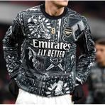 Arsenal 2023/24 Yeni Sezon Maç Önü (Pre Match ) Uzun Kol Özel Konsept Forması - Siyah - 2XL