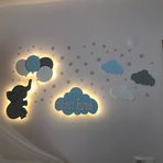 ARSERGROUP Çocuk Odası Aydınlatma Bulut Fil Dörtlü Balon Ahşap Gece Lambası İsimli istenilen renk