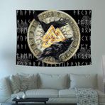 Arsey Iskandinav mitolojisi Viking duvar halısı Valknut kuzgun sanat duvar halısı meditasyon Rune estetik, duvar örtüsü oturma odası yatak odası ev dekorasyonu için dekorasyon 150 cm x 130 cm