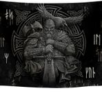 Arsey Viking Dekoratif Goblen İskandinav Mitolojisi Odin Savaşçı Kılıç Balta Kuzgun Çapraz Düğüm Dövme Meditasyon Rune Duvar Örtüsü Goblen Goblen Oturma Odası Yatak Odası Gri 200 cm x 150 cm