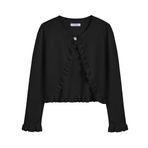 Arshiner Kız Basic örgü ceket Shrug fırfırlı kısa bolero şık bolero ceket kısa komünyon elbisesi vaftiz elbisesi için, siyah (schwarz A), 120