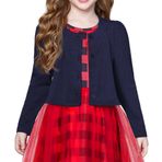 Arshiner Koyu Mavi Puf Kollu Kız Çocuk Bolero