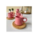 arsimhome 6Kişilik Pembe Bambu Tabaklı Fincan Takımı