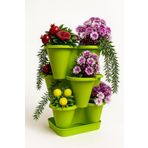 Arsimo 3 Katlı Şanslı Yonca Tasarımlı Dekoratif Saksı Seti, 26.5 x 26.5 cm, Çiçek ve Bitki Sebze Yetiştirme, Bahçe Salon Mutfak Saksı Seti (Yeşil)