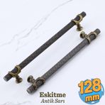 Arsin Eskitme Antik Sarı Metal Kulp 128 Mm - 12.8 Cm Mobilya Mutfak Dolabı Dolap Kulpları Kulbu